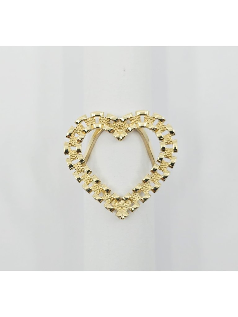 Unique 10k Karat Solid Yellow Gold Designer Rolex Style Heart Ring  Size 625